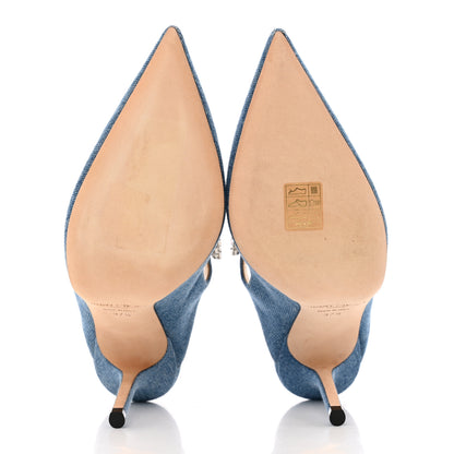 Jimmy Choo Denim Crystal Bing 100 Pumps 37.5 Blue 5 of 17
