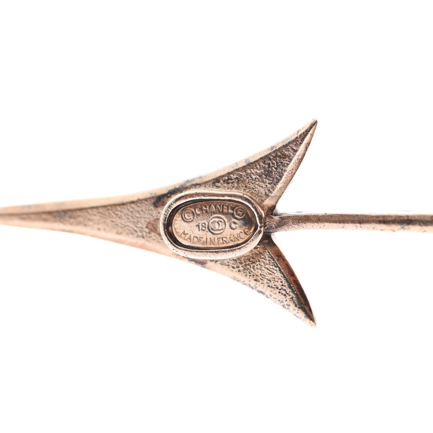 Chanel Crystal Pearl CC Arrow Clip On Earrings Gold 4 of 8