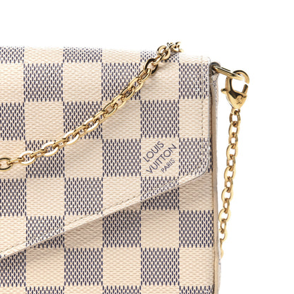 Louis Vuitton Damier Azur Pochette Felicie Chain Wallet Rose Ballerine 10 of 10