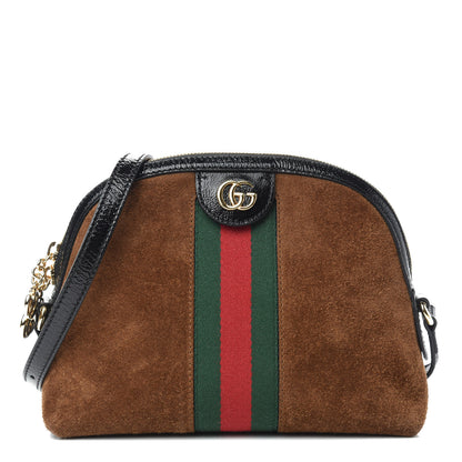 Gucci Suede Patent Web Small Ophidia Dome Shoulder Bag Nocciola Black 1 of 11