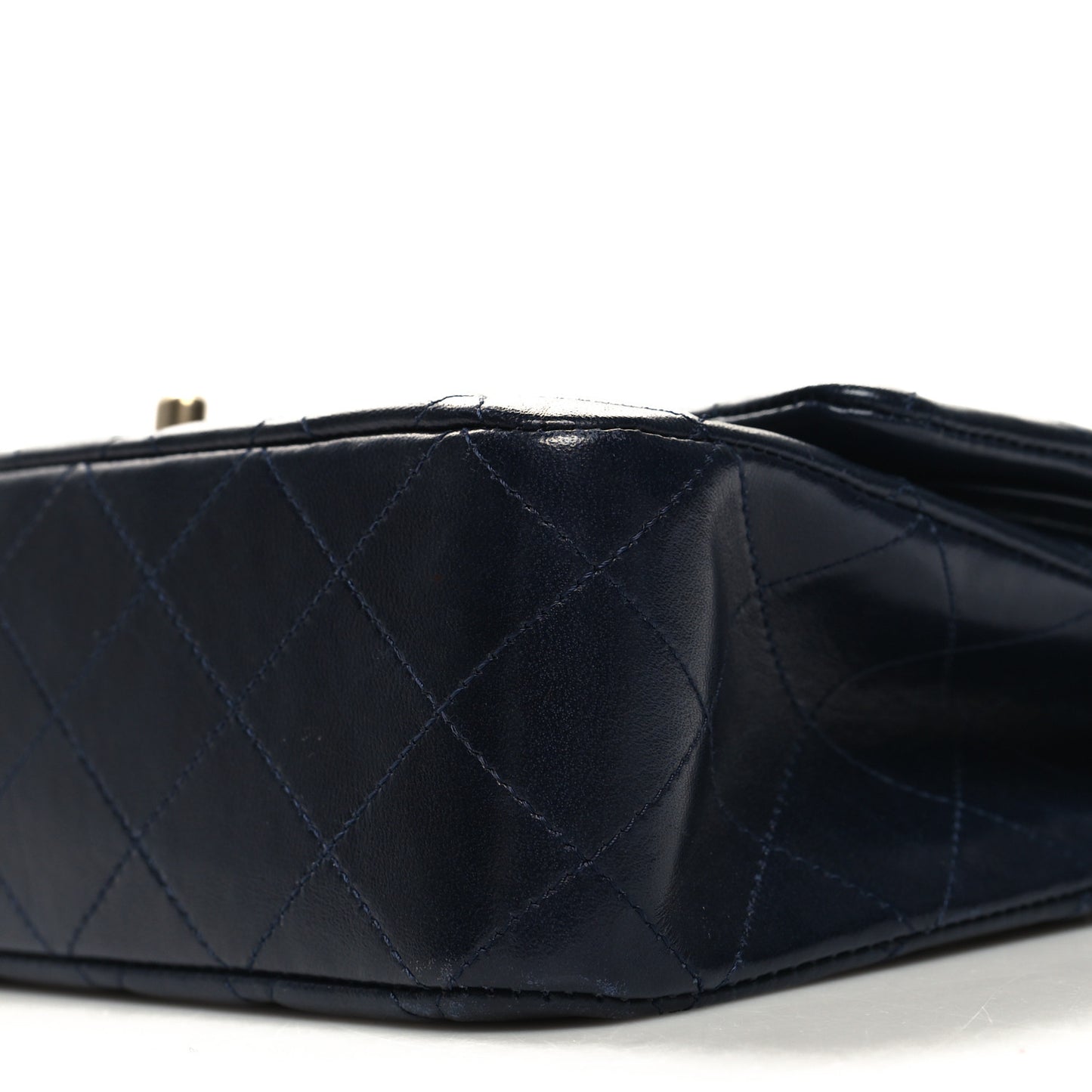 Lambskin Quilted Medium Double Flap Navy