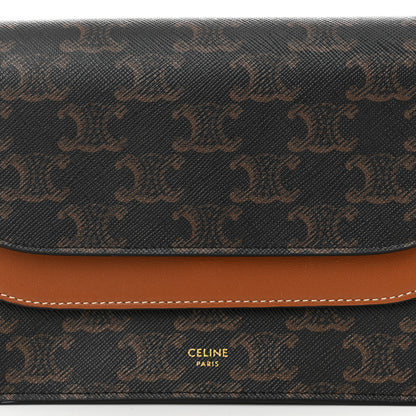 Celine Triomphe Canvas Lambskin Wallet On Strap Tan 8 of 10