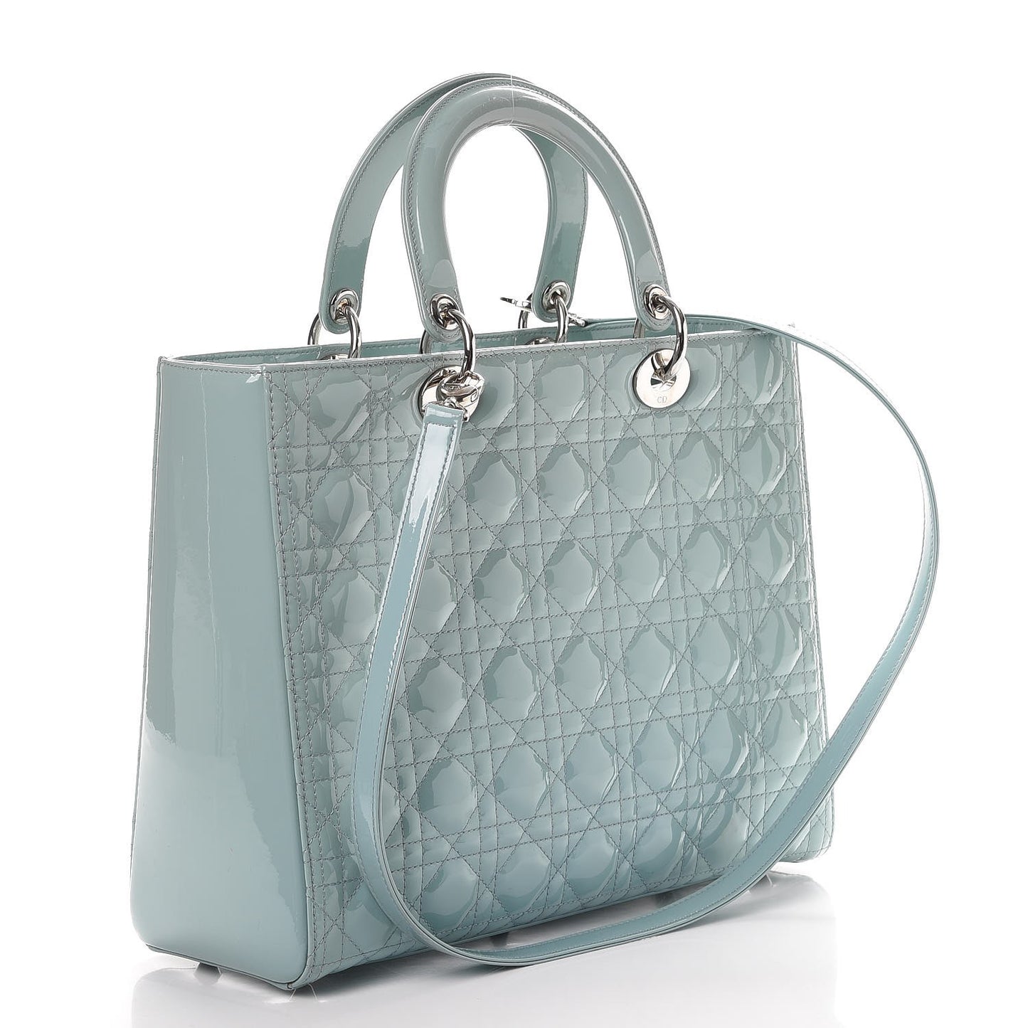 Patent Cannage Large Lady Dior Light Blue