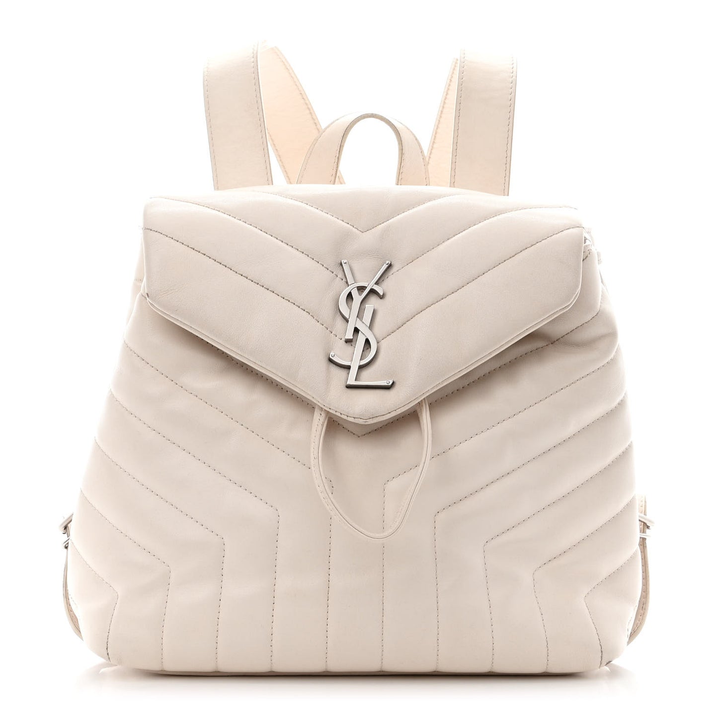 Calfskin Y Quilted Monogram Small Loulou Backpack Cream Souffle