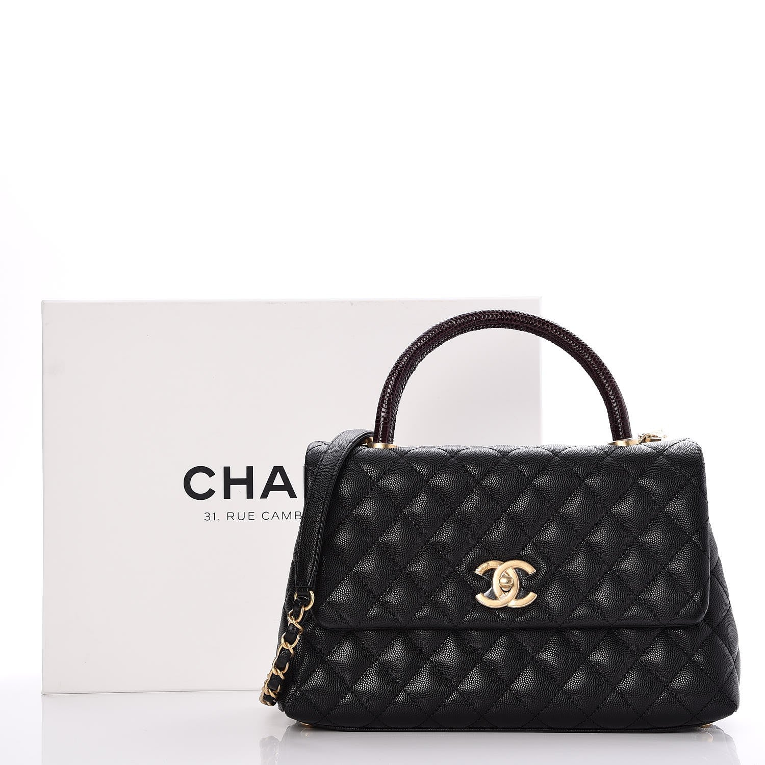 Chanel Caviar Lizard Quilted Small Coco Handle Flap Black 8 of 8