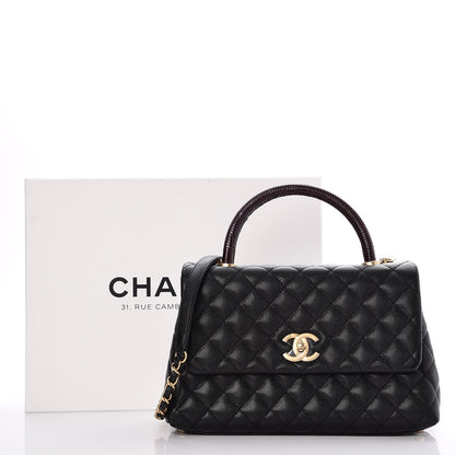 Chanel Caviar Lizard Quilted Small Coco Handle Flap Black 8 of 8