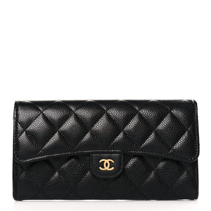 Chanel Caviar Quilted Large Gusset Flap Wallet Black 1 of 9
