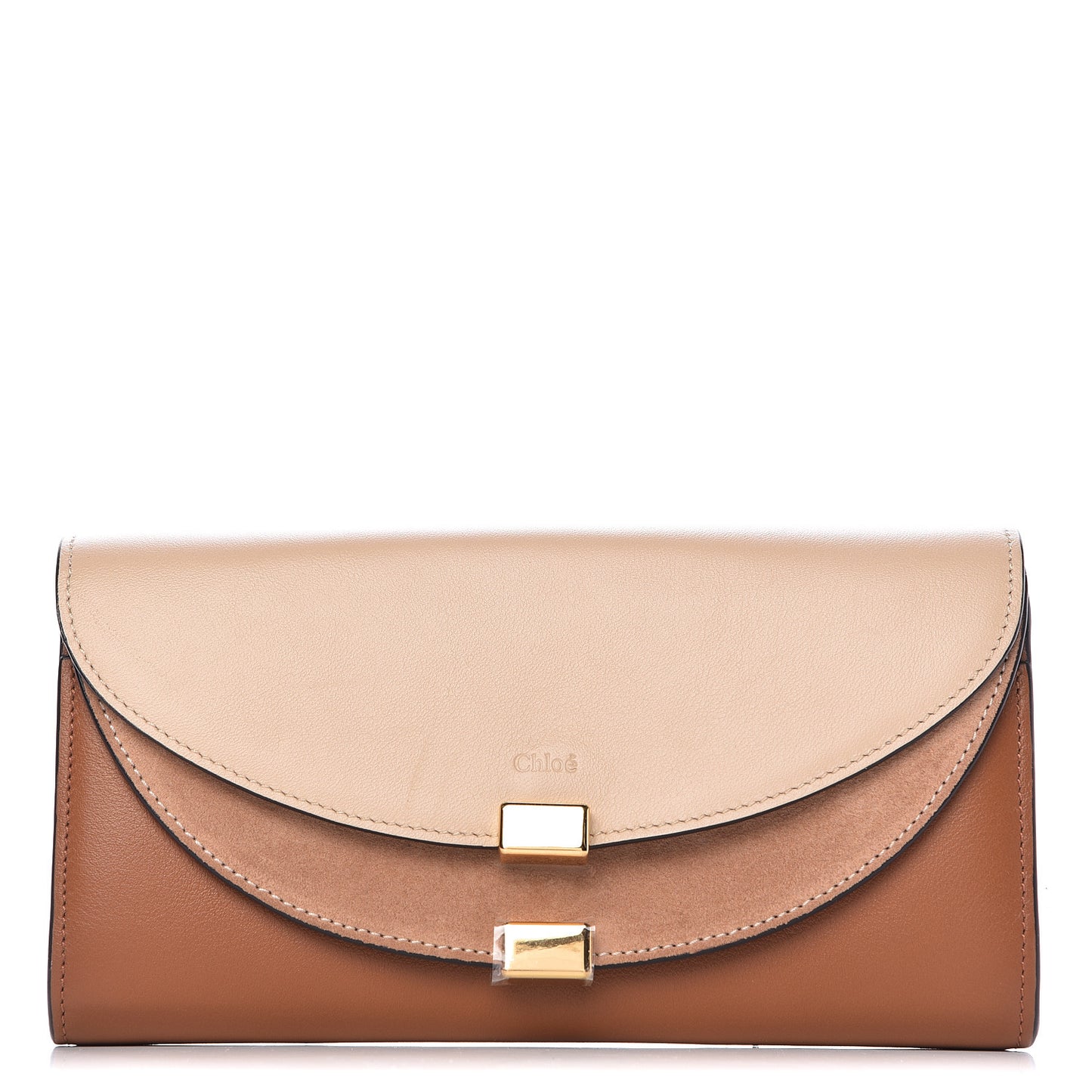 Calfskin Suede Georgia Flap Wallet Pearl Beige