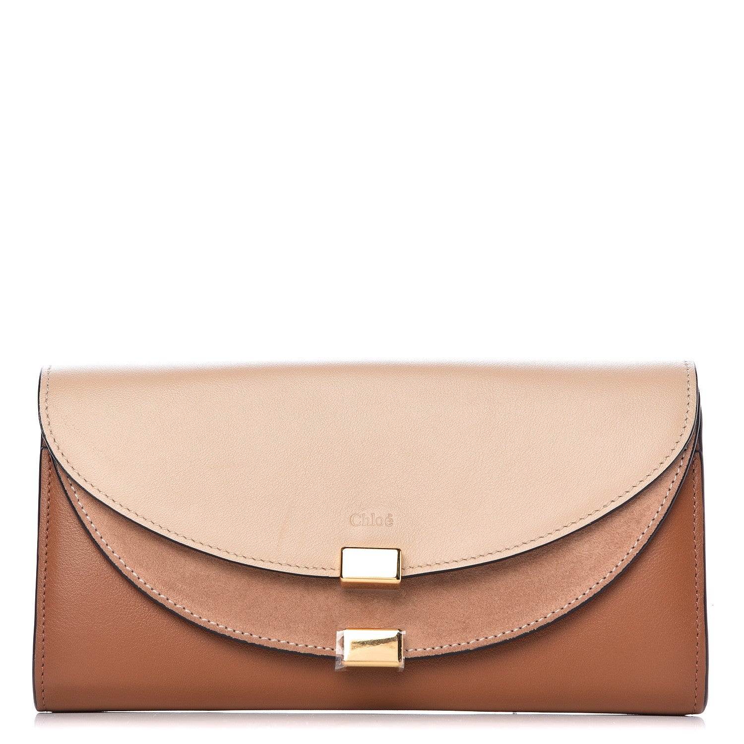 Chloe Calfskin Suede Georgia Flap Wallet Pearl Beige 1 of 10