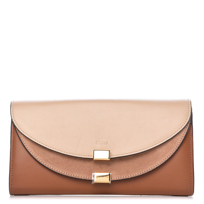 Chloe Calfskin Suede Georgia Flap Wallet Pearl Beige 1 of 10
