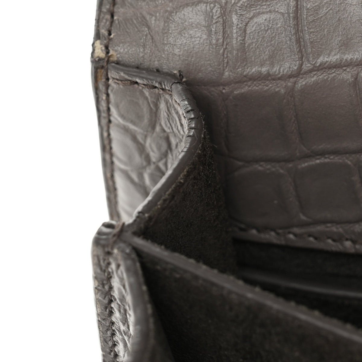 Saint Laurent Calfskin Crocodile Embossed Medium Monogram Sunset Fog 12 of 13