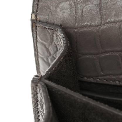 Saint Laurent Calfskin Crocodile Embossed Medium Monogram Sunset Fog 12 of 13