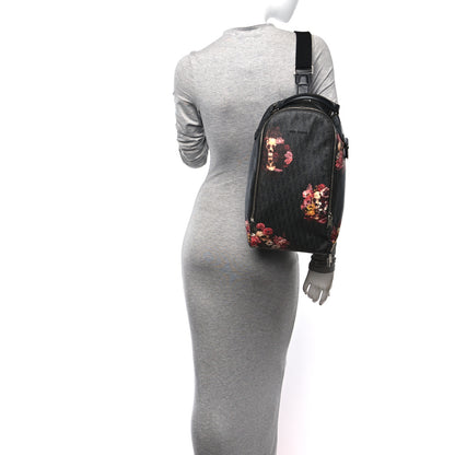 Christian Dior x Toru Kamei Coated Canvas Floral Skull Sling Backpack Grey Multicolor 2 of 10