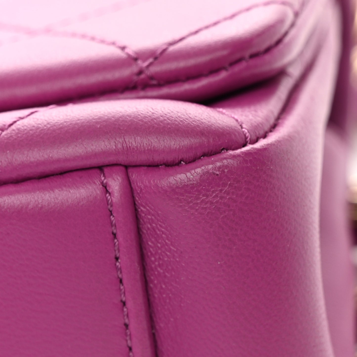 Lambskin Enamel Quilted Small Woven Logo Flap Purple