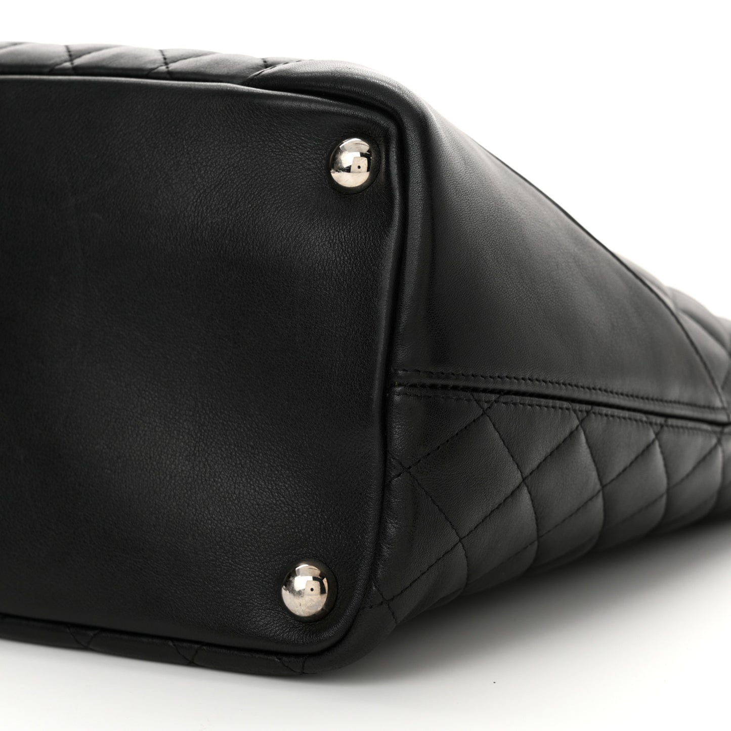 Calfskin Quilted Large Cambon Tote Black White