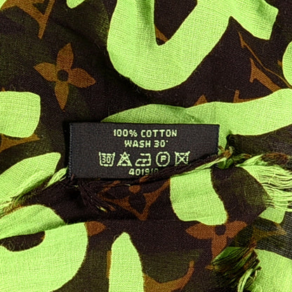 Louis Vuitton Cotton Graffiti Pareo Green 3 of 3