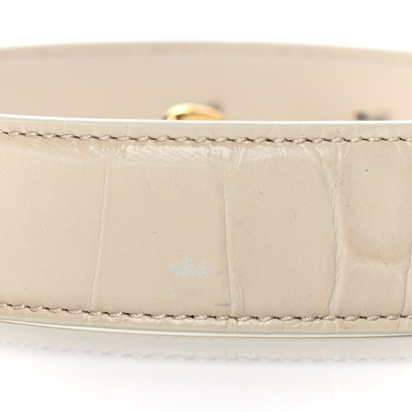 Calfskin Crocodile Embossed Box Shoulder Bag 16 Cream