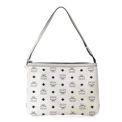 MCM Visetos Liz Shopper Tote Pouch White 1 of 10