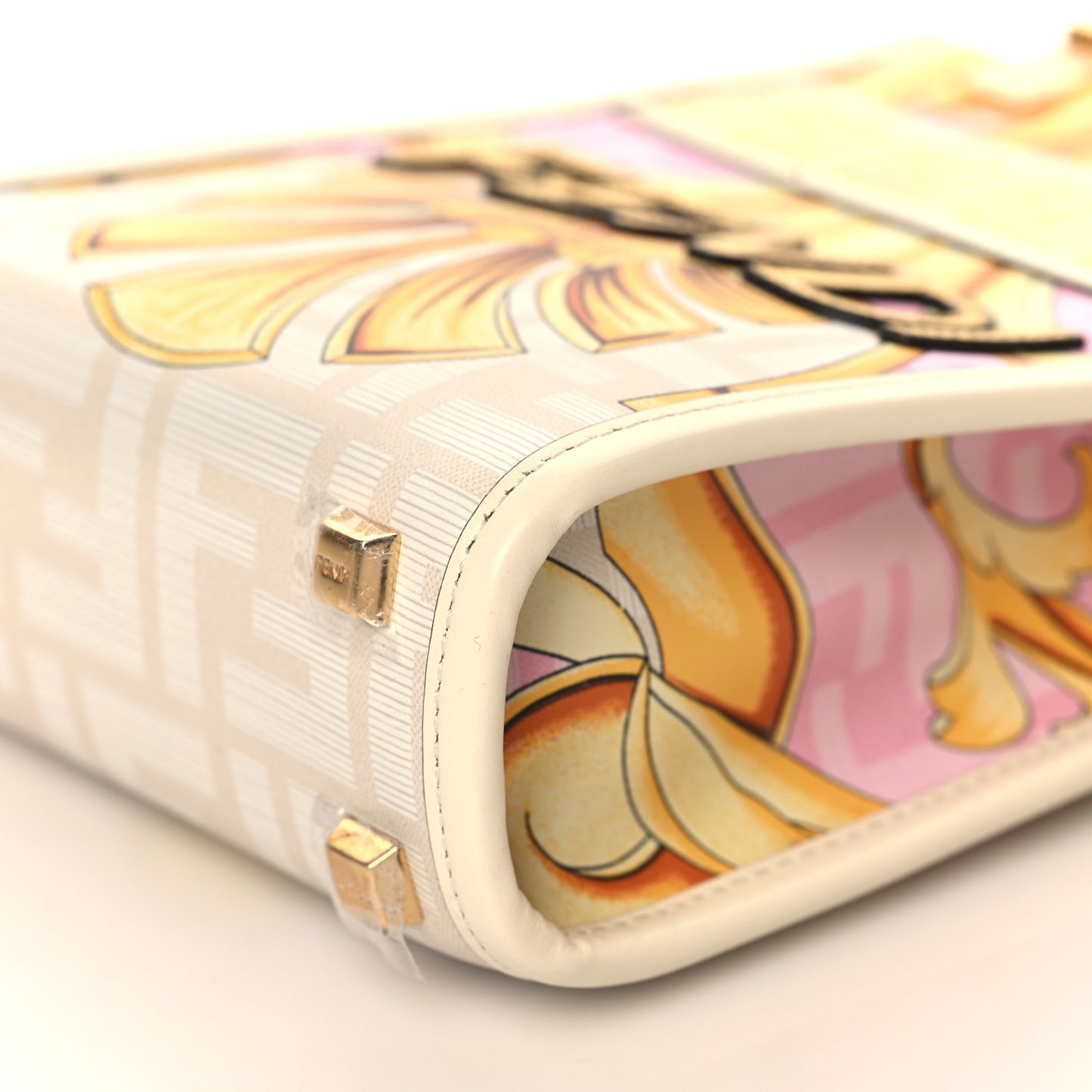 X VERSACE Calfskin Plexiglass Fendace FF Baroque Mini Fendi Sunshine Shopper Tote Gold Rosa White Ice Ciad
