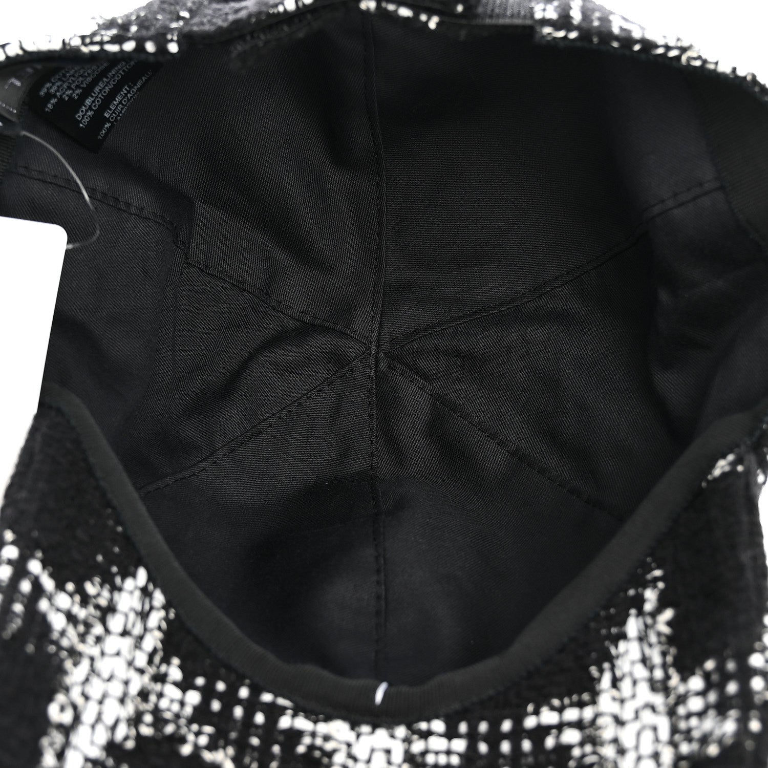 Chanel Tweed Cap Hat M Black White 7 of 8