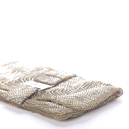 Christian Dior Beaded Fabric Flap Clutch Beige 7 of 10