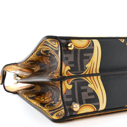 Fendi X VERSACE Vitello Seta Nappa Fendace FF Baroque Medium Peekaboo I SEE U Satchel Tobacco Black Gold 10 of 11