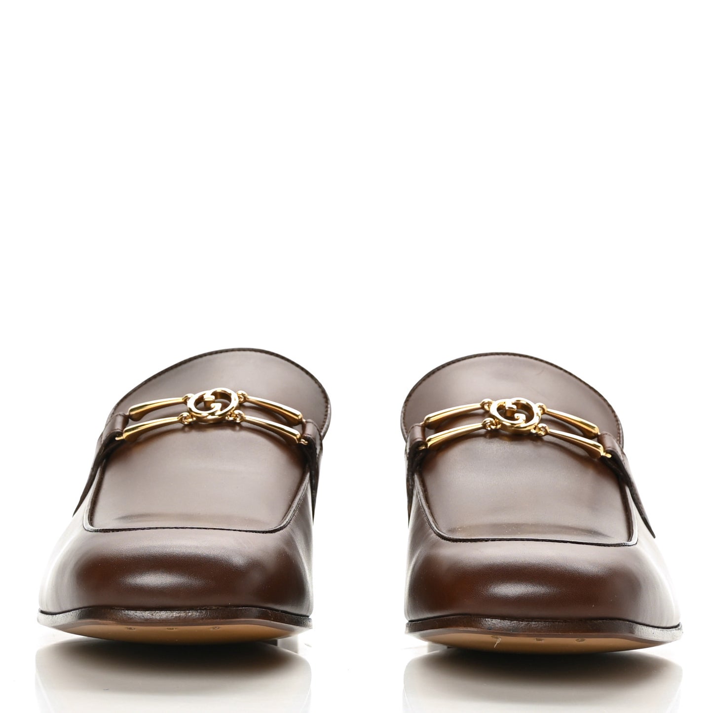 Calfskin Mens Interlocking G Loafers 8 Light Brown