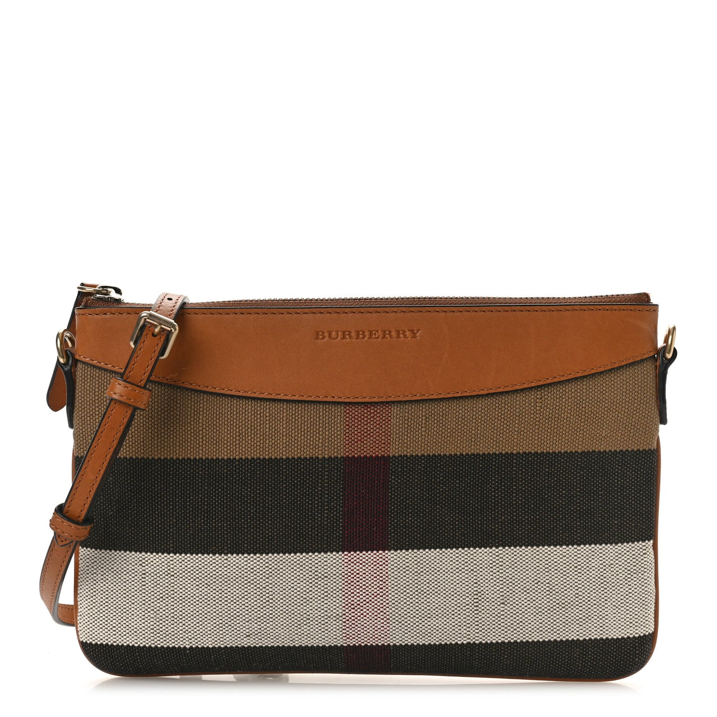 Mega Check Peyton Crossbody Clutch Bag Saddle Brown