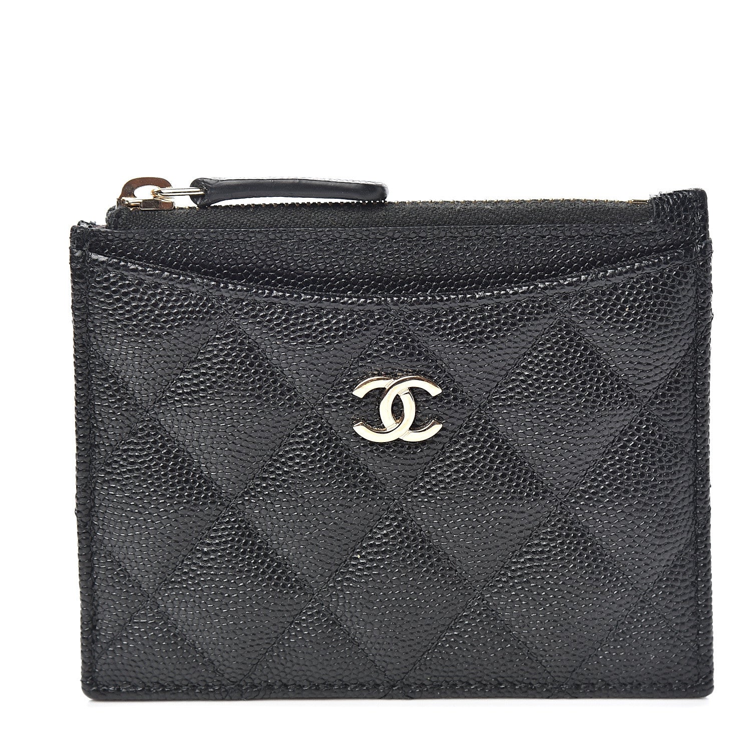 Chanel Caviar Quilted CC Zip Card Holder Black 1 of 7