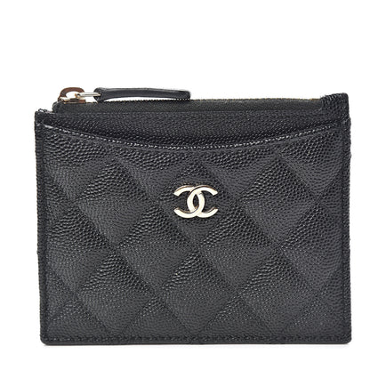 Chanel Caviar Quilted CC Zip Card Holder Black 1 of 7