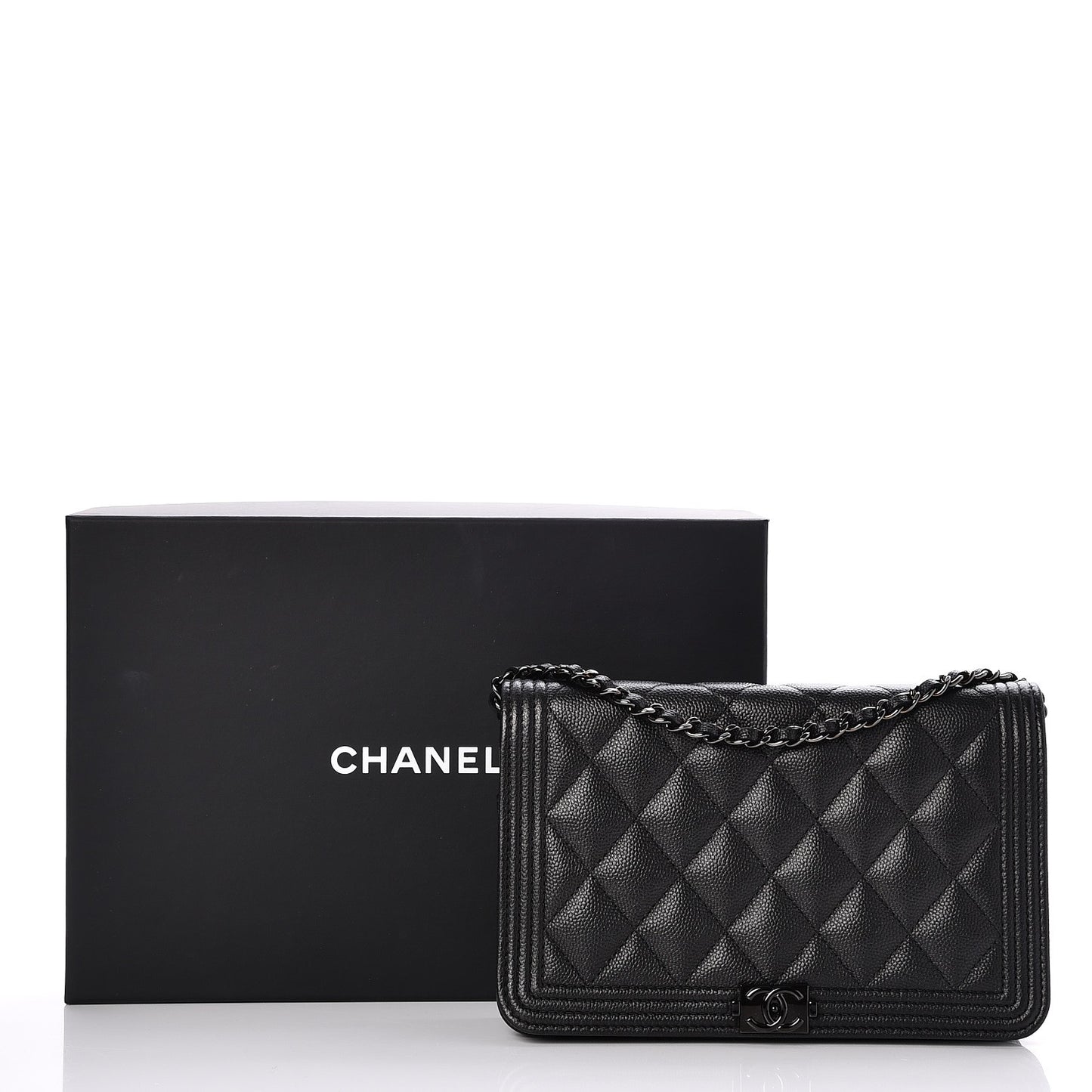 Caviar Quilted Boy Wallet On Chain WOC So Black
