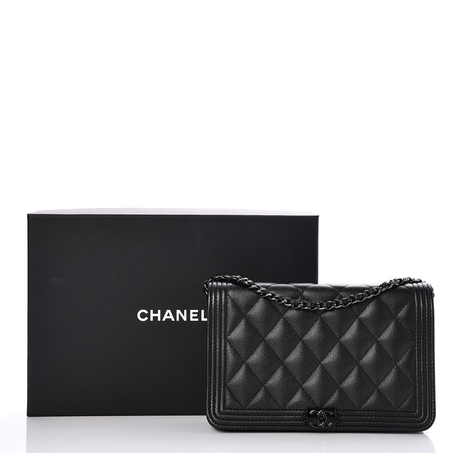 Chanel Caviar Quilted Boy Wallet On Chain WOC So Black 9 of 9