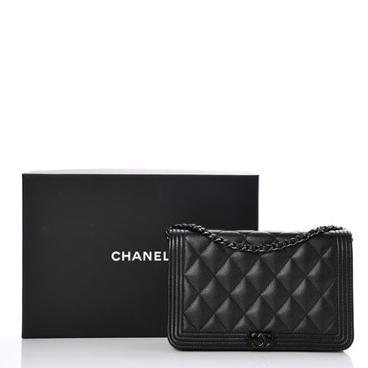 Chanel Caviar Quilted Boy Wallet On Chain WOC So Black 9 of 9