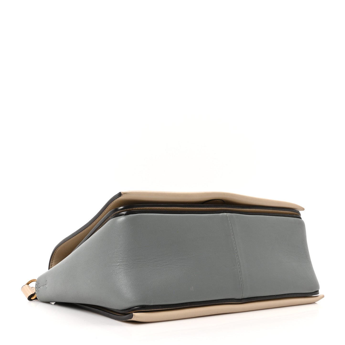 Shiny Smooth Calfskin Medium Frame Shoulder Bag Grege Storm