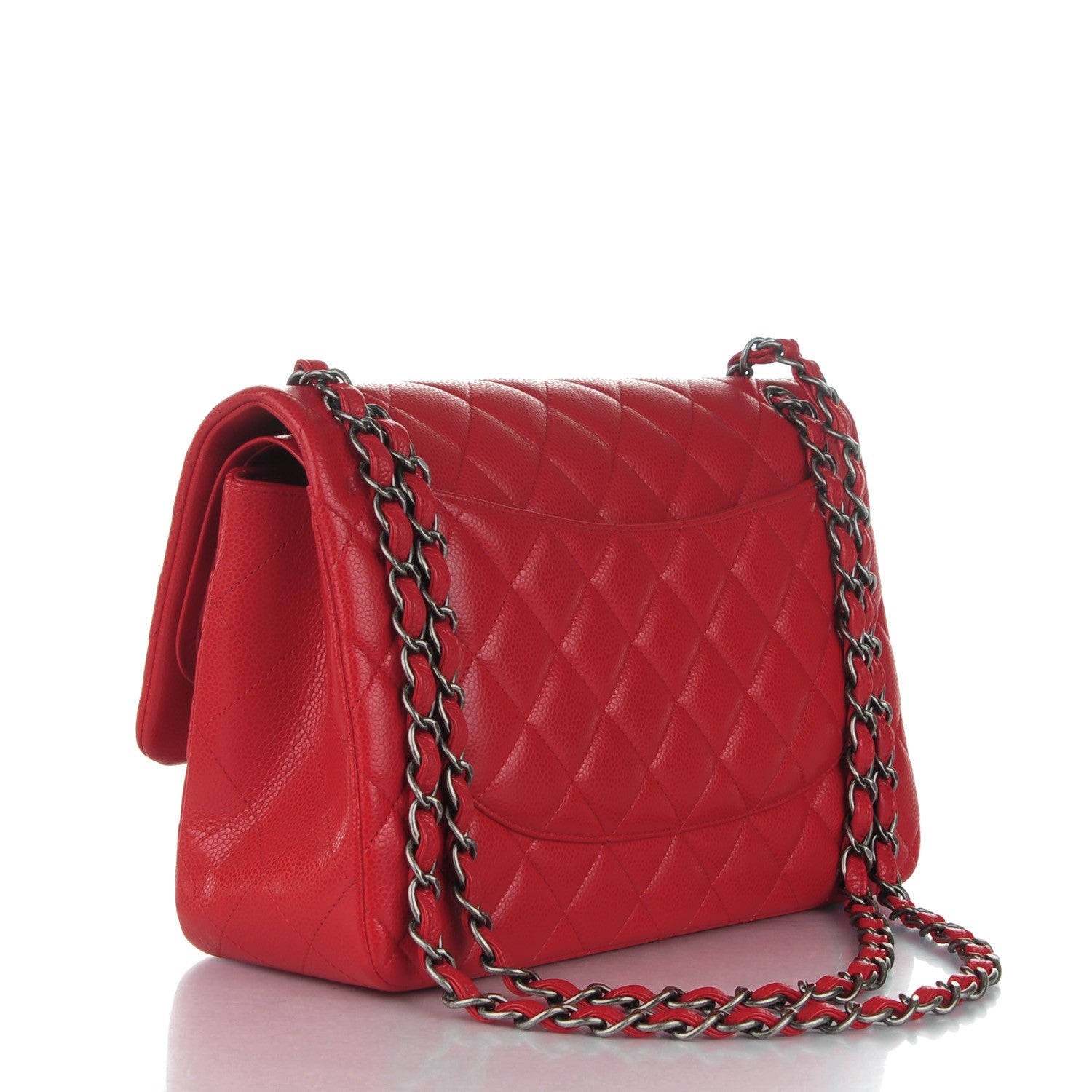 Chanel Caviar Quilted Jumbo Double Flap Red 3 of 8