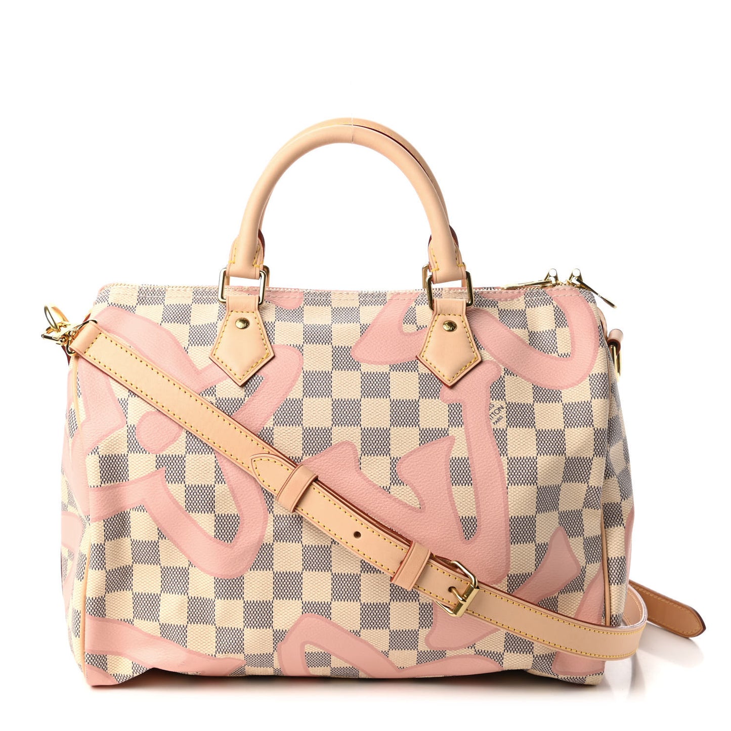 Damier Azur Tahitienne Speedy Bandouliere 30 Rose Ballerine
