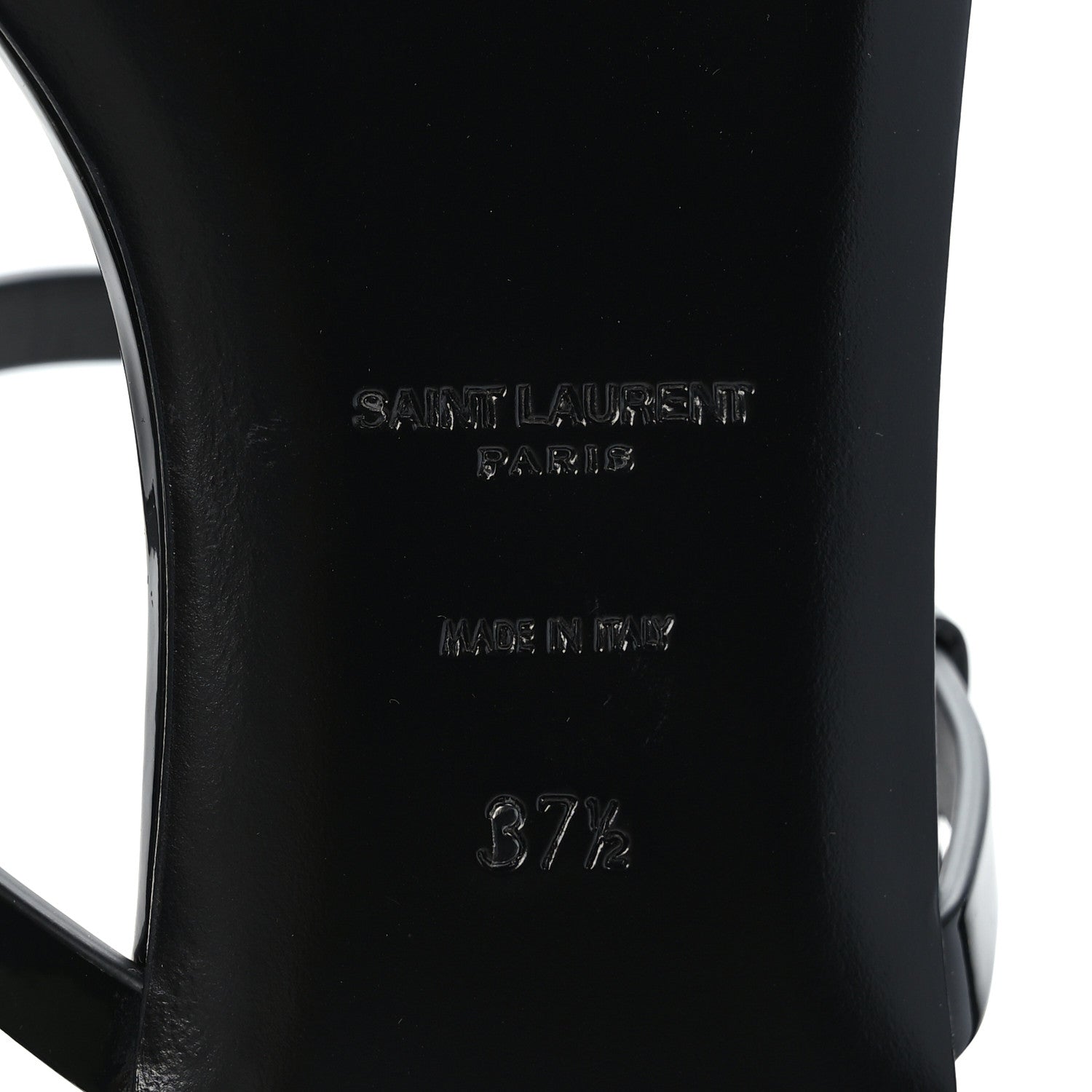 Saint Laurent Patent Calfskin Cassandra Monogram Sandals 37.5 Black 8 of 8
