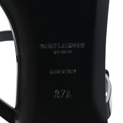 Saint Laurent Patent Calfskin Cassandra Monogram Sandals 37.5 Black 8 of 8