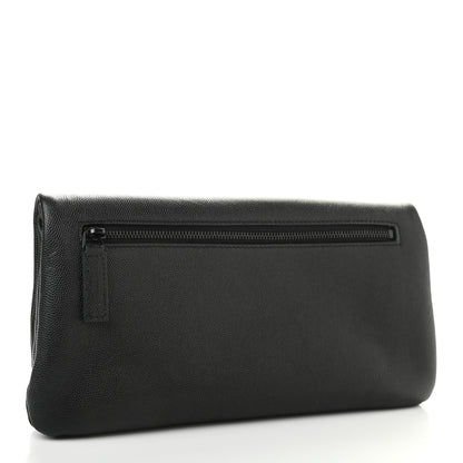 Saint Laurent Grain De Poudre West Hollywood Monogram Fold Over Clutch Black 3 of 8