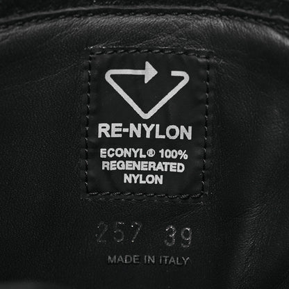 Prada Spazzolato Rois Re-Nylon Metal Triangle Logo Monolith Pouch Pocket 55mm Tall Combat Boots 39 Black 9 of 14