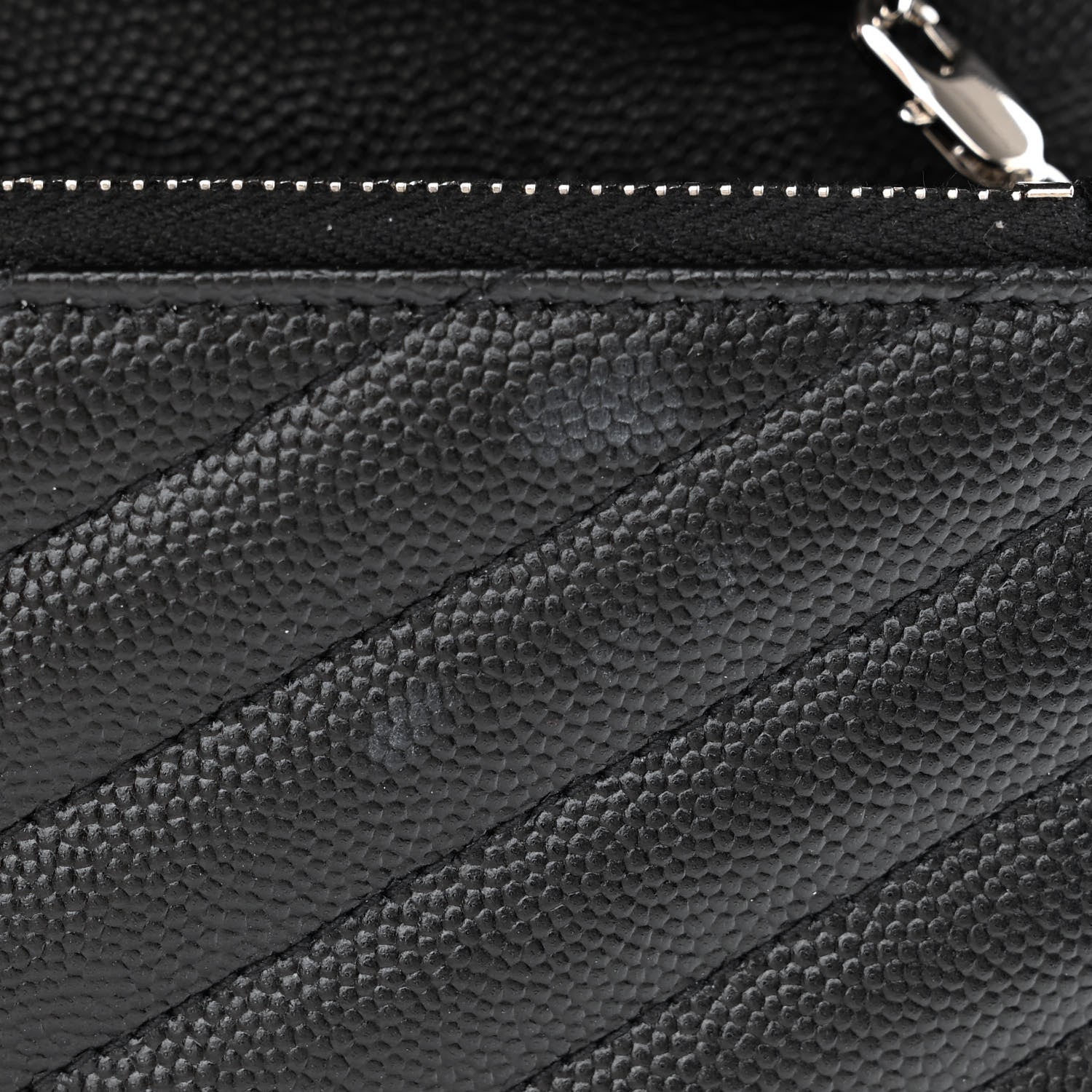 Saint Laurent Grain De Poudre Matelasse Chevron Monogram Envelope Chain Wallet Black 8 of 12