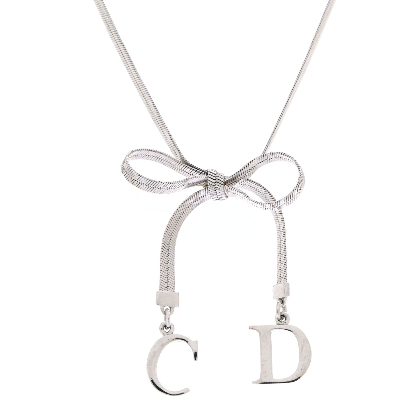 Bow CD Necklace Silver