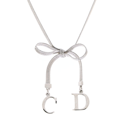 Christian Dior Bow CD Necklace Silver 4 of 6
