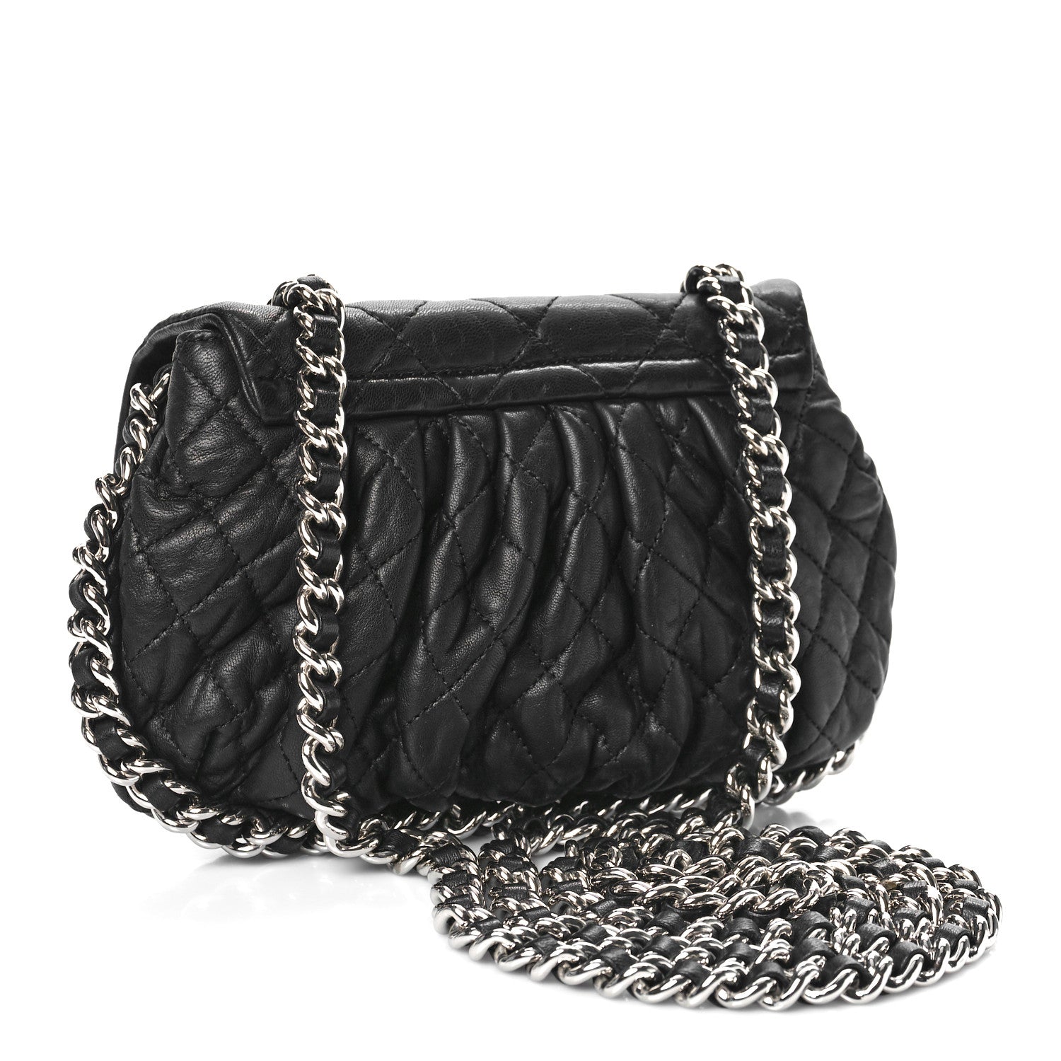Chanel Washed Lambskin Quilted Mini Chain Around Flap Black 3 of 10