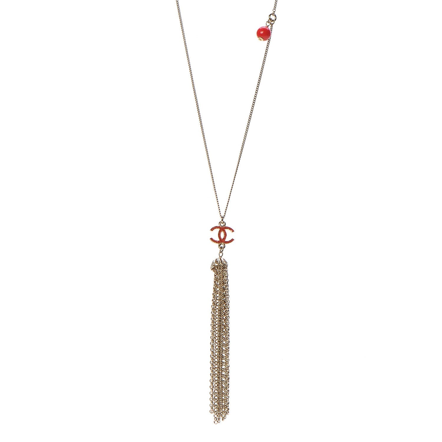 Chanel CC Tassel Necklace Gold 1 of 5