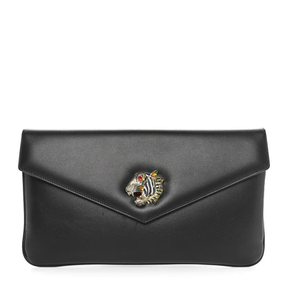 Gucci Calfskin Medium Rajah Broadway Envelope Clutch Black 1 of 10