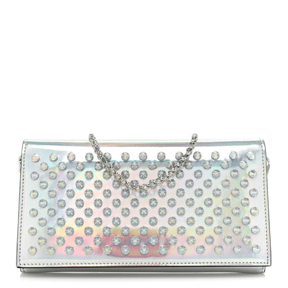Christian Louboutin Metallic Patent Calfskin Spikes Boudoir Chain Wallet Silver 1 of 18