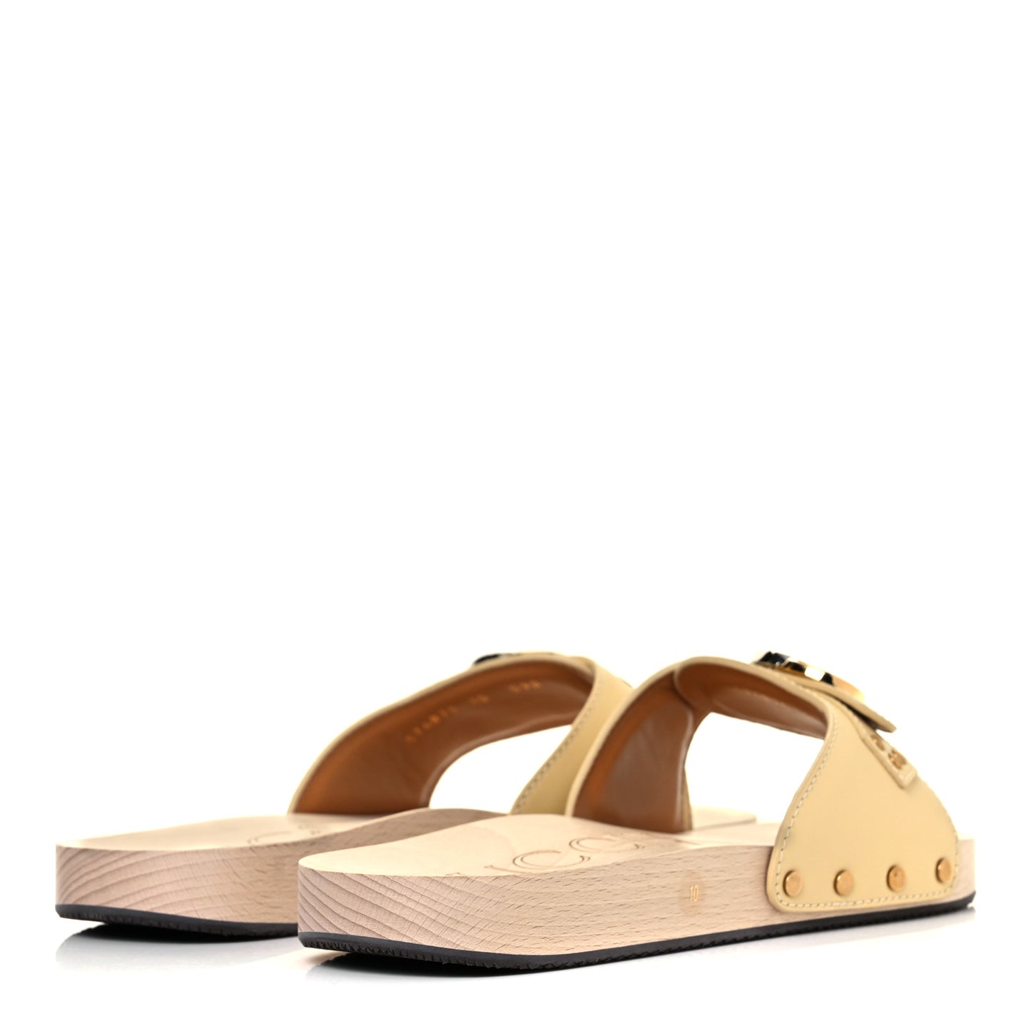 Calfskin Interlocking G Mens Slide Sandals 10 Burro