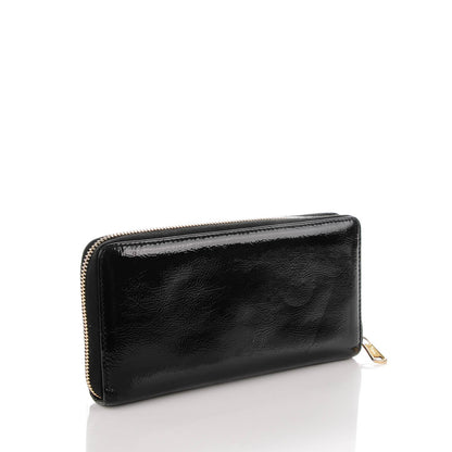 Saint Laurent Textured Patent Monogram Belle De Jour Zip Around Wallet Black 3 of 7