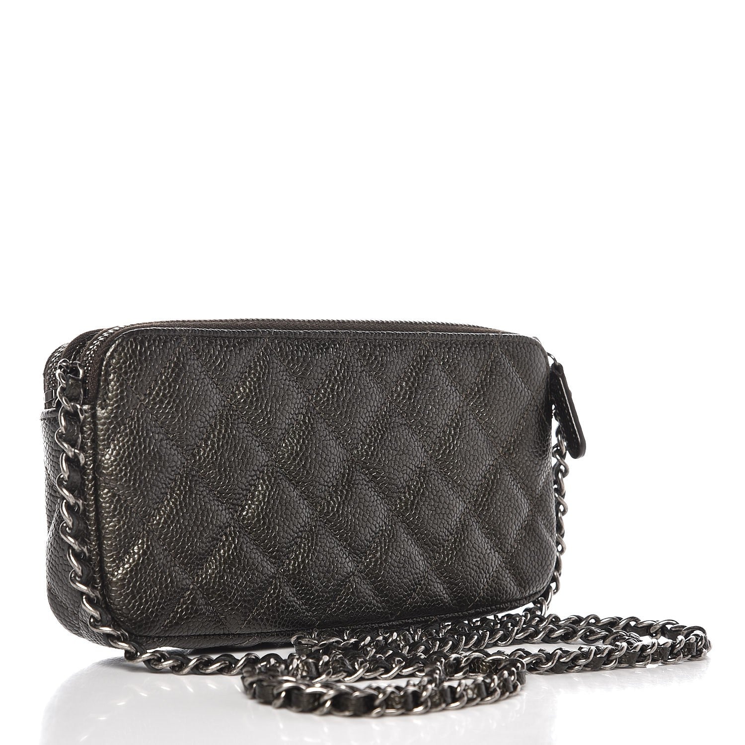 Chanel Caviar Quilted Small Clutch With Chain Dark Charcoal 3 of 9